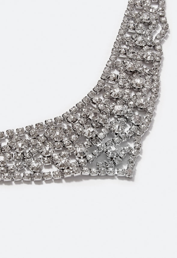 Lexie Ornate Glass Stones Necklace Silver