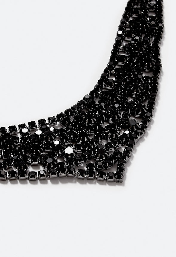 Lexie Ornate Glass Stones Necklace Jet