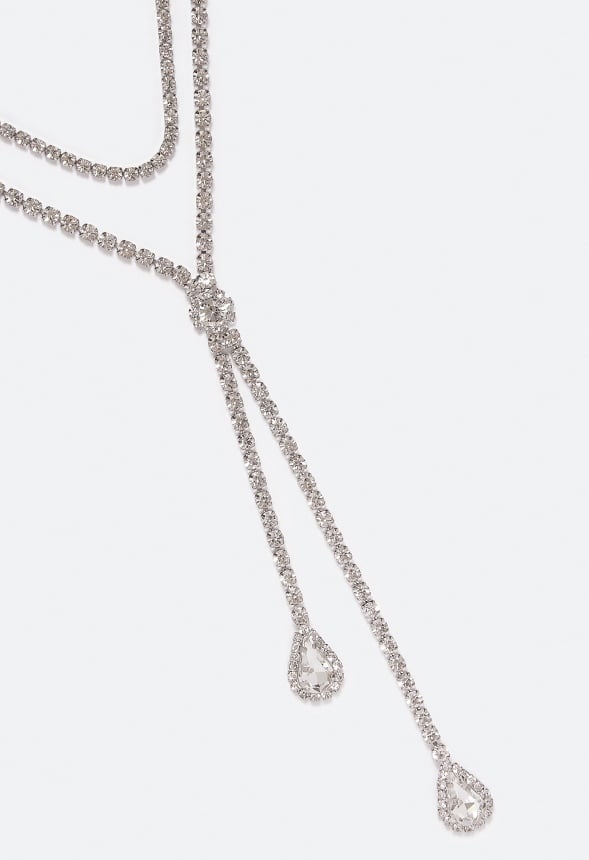 Selah Glass Cupchain & Teardrop Layer Necklace Silver