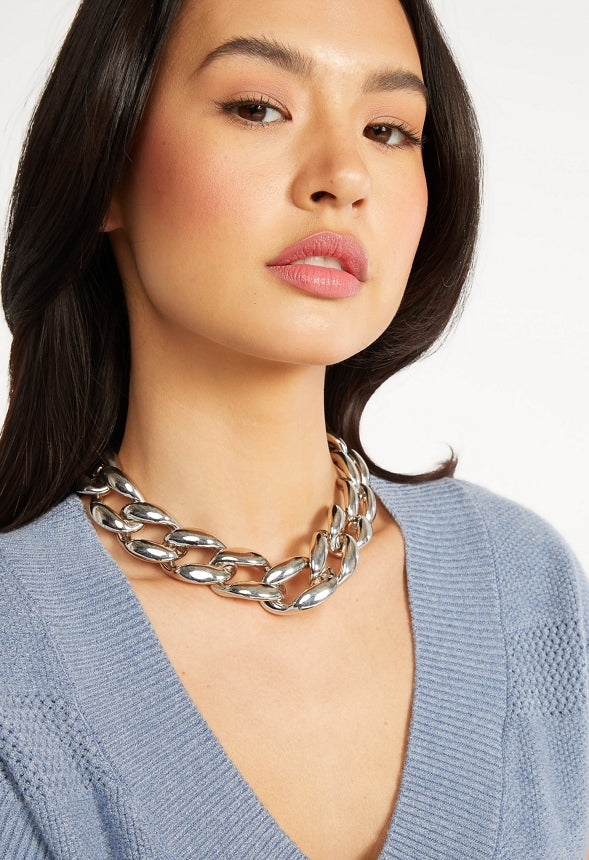 Kara Chunky Chain Necklace Silver