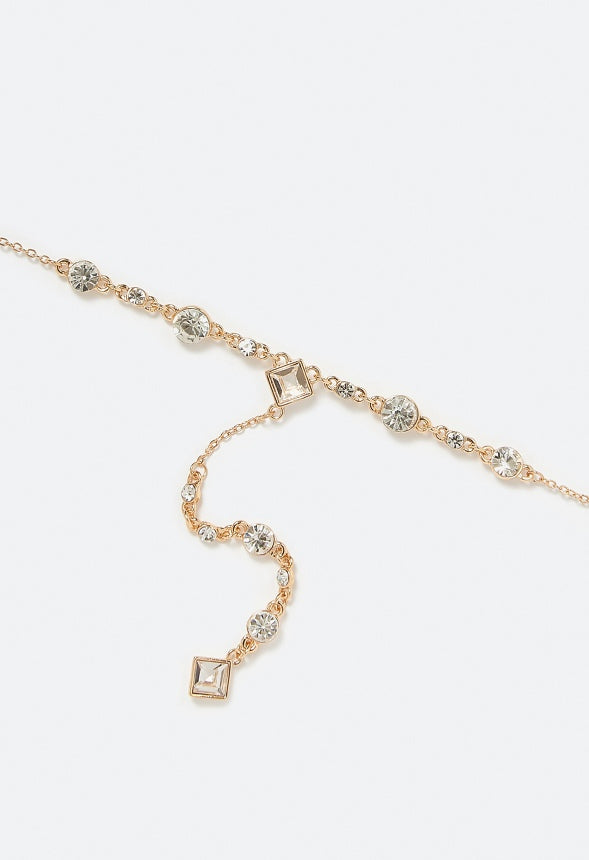 Flo Mixed Shapes Glass Stone Crystals Y-Necklace Gold/ Crystal
