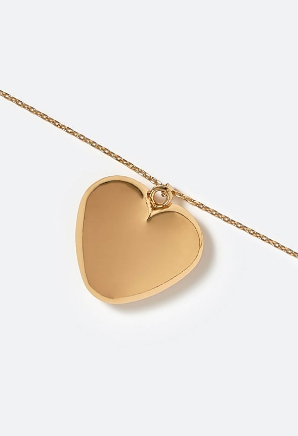 Bebe Smooth Domed Heart Pendant On Fine Chain Necklace Gold