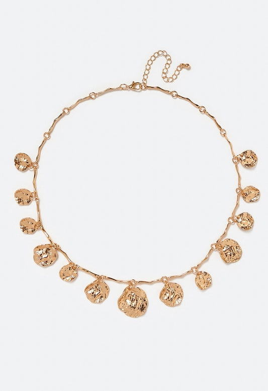 Beck Hammered Metal Discs Necklace Gold
