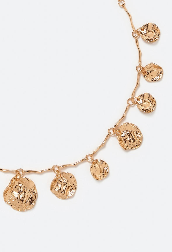 Beck Hammered Metal Discs Necklace Gold