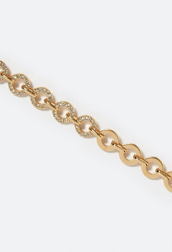 Lexi Pave Rhinestone And Metal Rings Necklace Crystal/ Gold