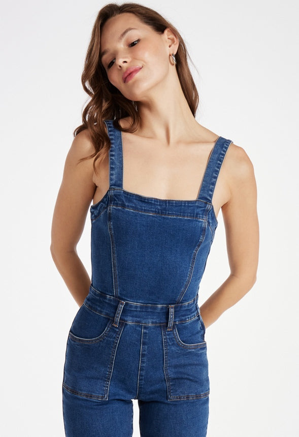 Sleeveless Denim Jumpsuit Collective