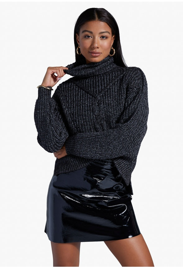CHUNKY CABLE SWEATER Charcoal Grey