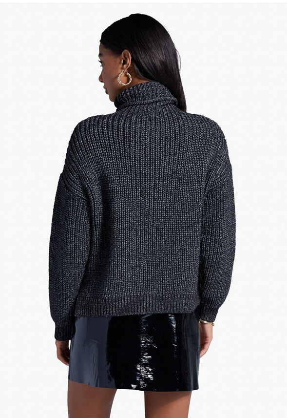 CHUNKY CABLE SWEATER Charcoal Grey