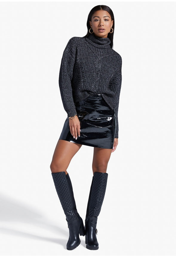 CHUNKY CABLE SWEATER Charcoal Grey
