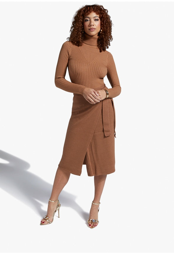 TURTLENECK RIB SWEATER Brown Sugar