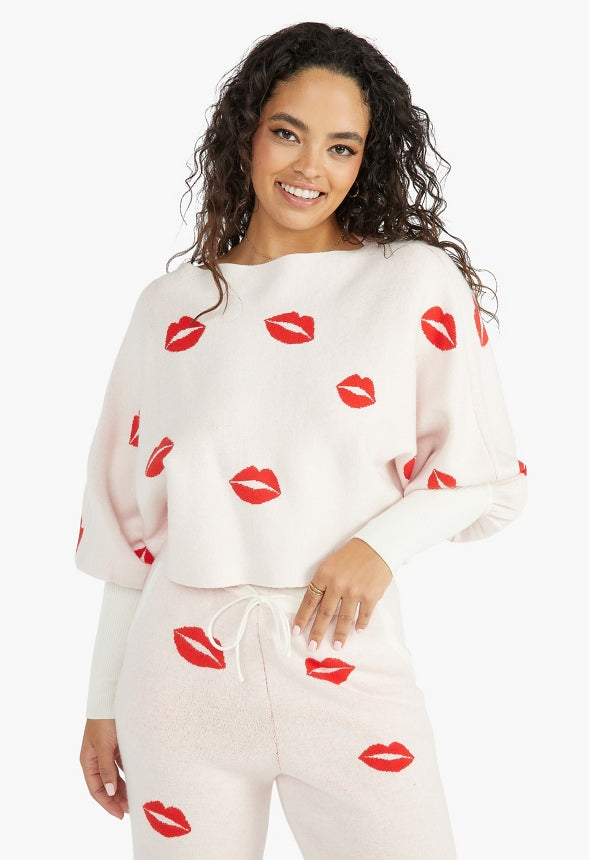 BLOUSON SLEEVE SWEATER Marshmallow Multi - Lips
