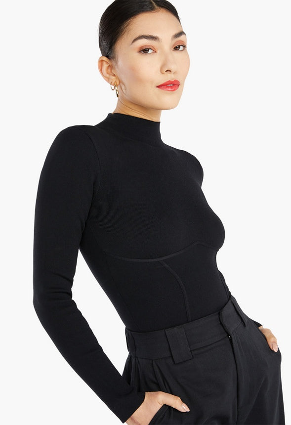 BUSTIER SWEATER BODYSUIT Black