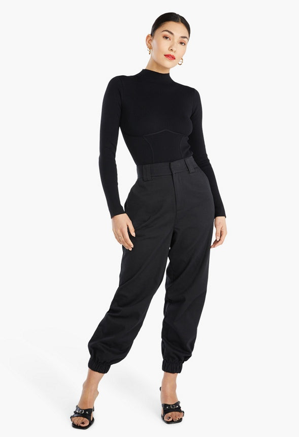 BUSTIER SWEATER BODYSUIT Black