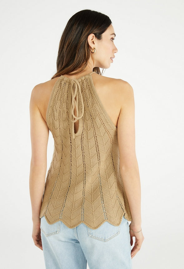 CROCHET HALTER TOP Doeskin