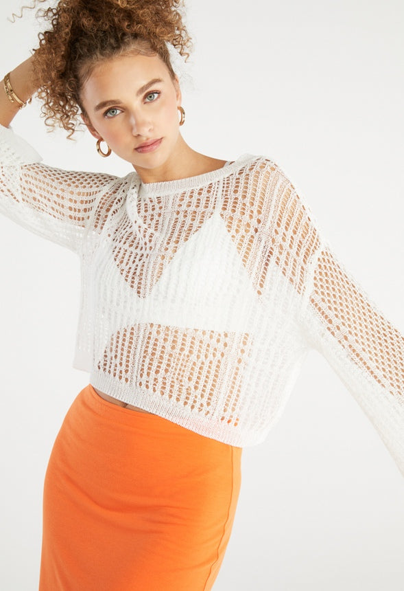 Open Stitch Sweater Bright White