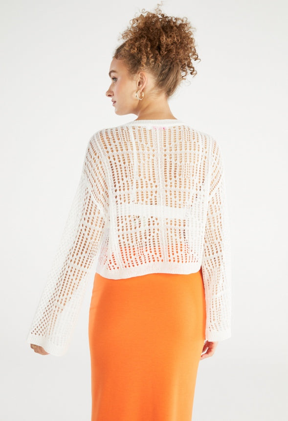 Open Stitch Sweater Bright White