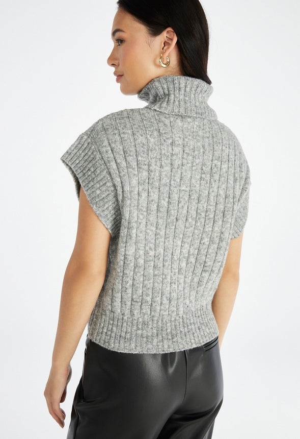Turtleneck Sweater Vest Heather Grey