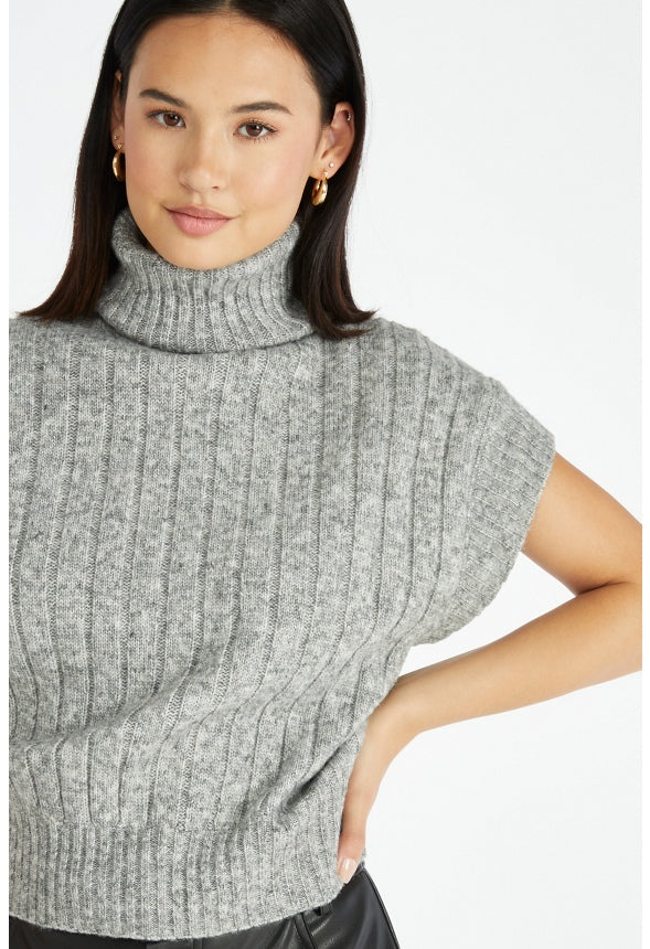 Turtleneck Sweater Vest Heather Grey