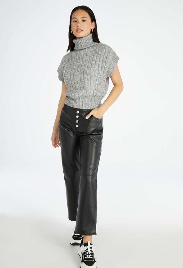 Turtleneck Sweater Vest Heather Grey