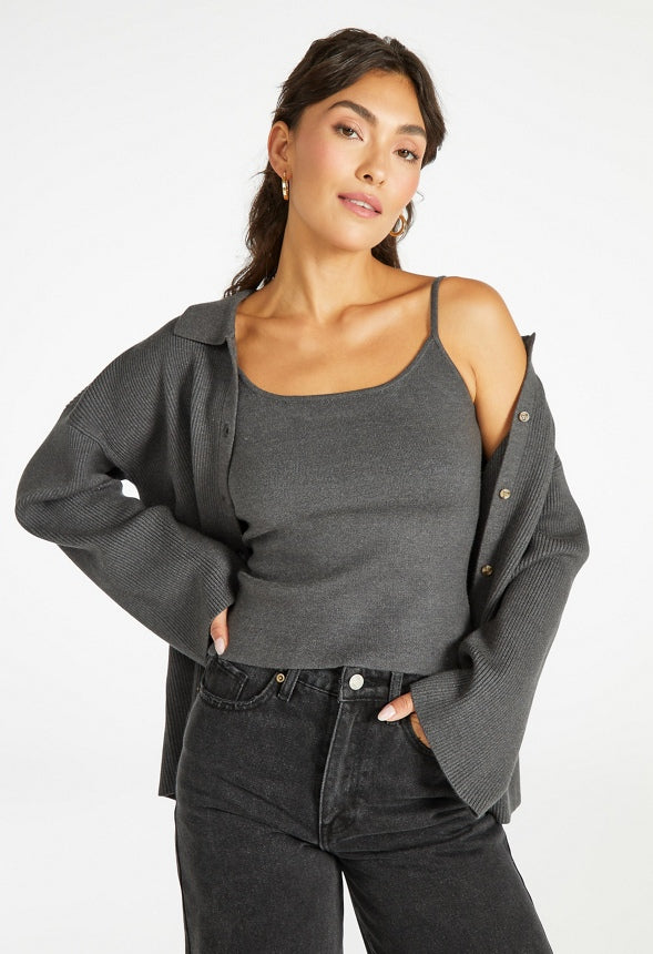 Soft Sweater Cami Top Heather Charcoal