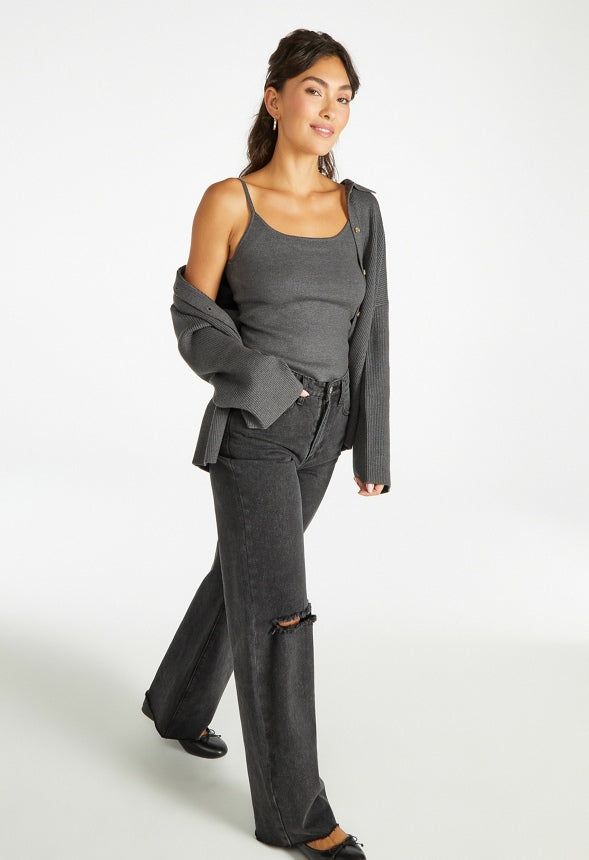 Soft Sweater Cami Top Heather Charcoal