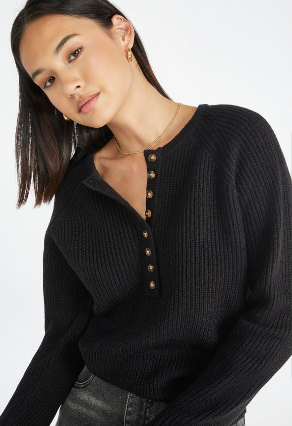 Henley Sweater Black Caviar