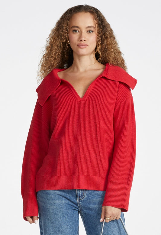 Bell Collar Long Sleeve Sweater Jester Red