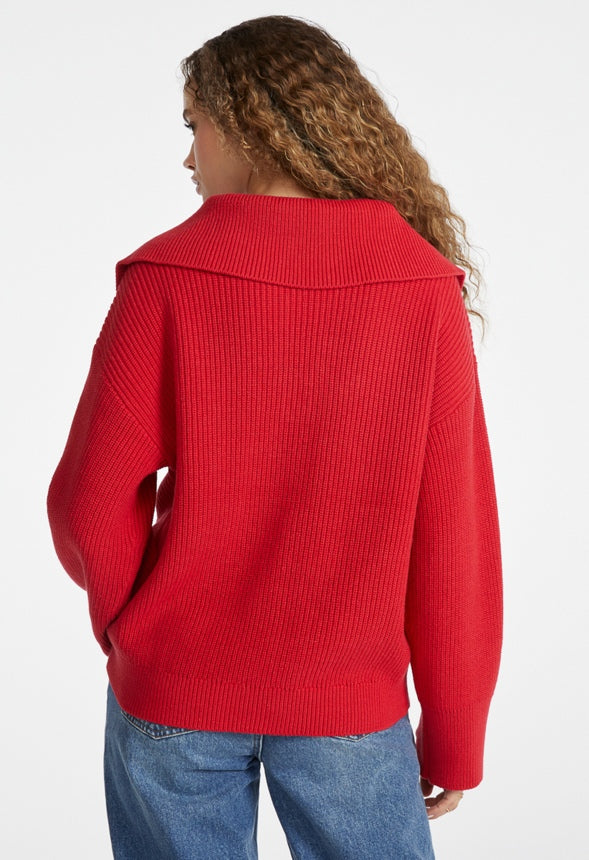 Bell Collar Long Sleeve Sweater Jester Red