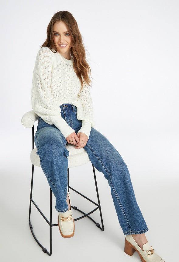 Pointelle Stitch Sweater Marshmallow
