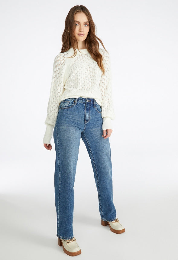 Pointelle Stitch Sweater Marshmallow