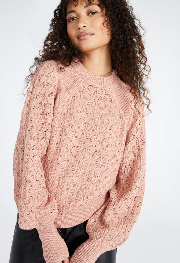 Pointelle Stitch Sweater Blush