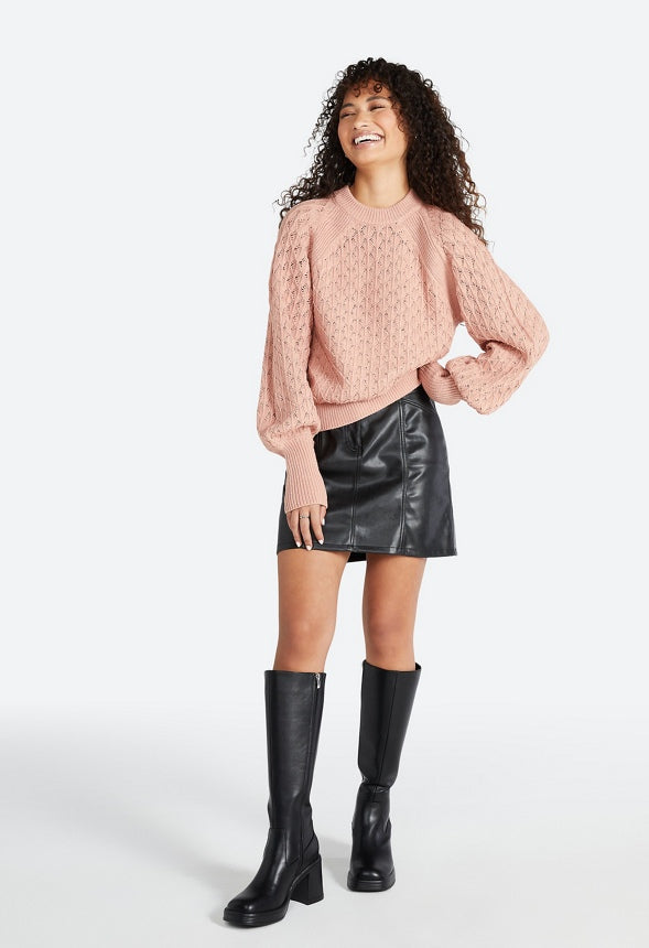 Pointelle Stitch Sweater Blush
