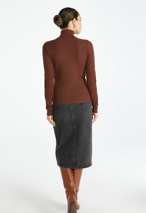 Pointelle Turtleneck Sweater Chocolate Lab