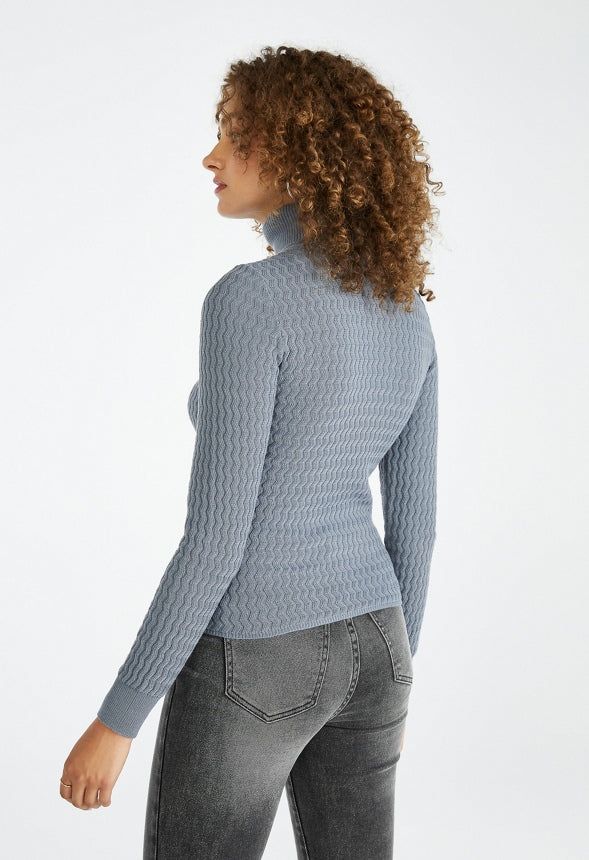 Pointelle Turtleneck Sweater Stormy Gray