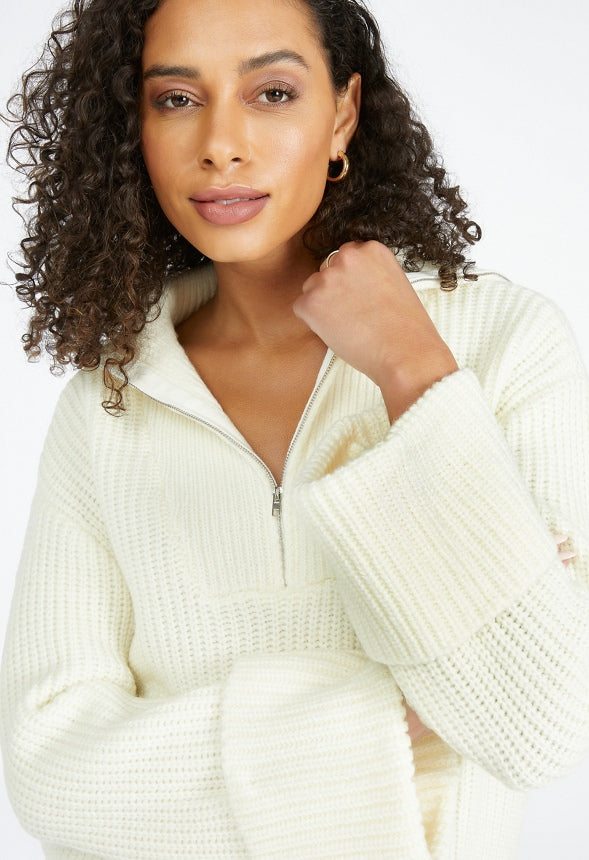 Half Zip Cozy Sweater Marshmallow