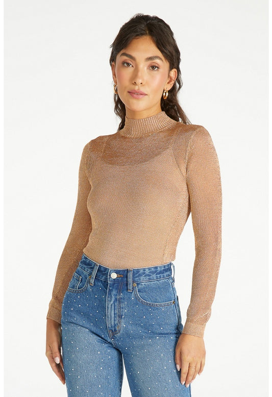 Mock Neck Party Top Rose Gold