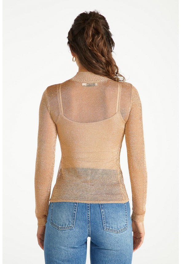 Mock Neck Party Top Rose Gold