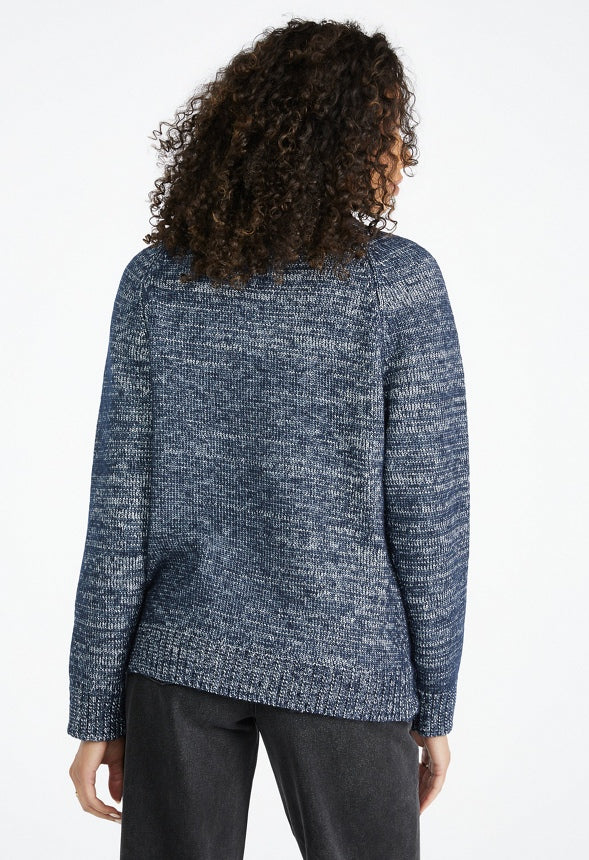 Lurex Funnel Neck Sweater Navy Lurex