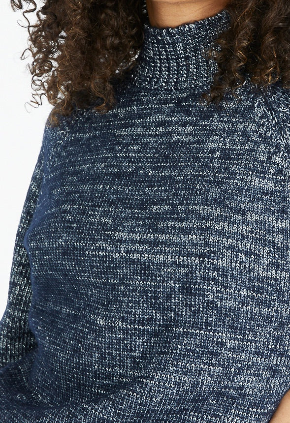 Lurex Funnel Neck Sweater Navy Lurex