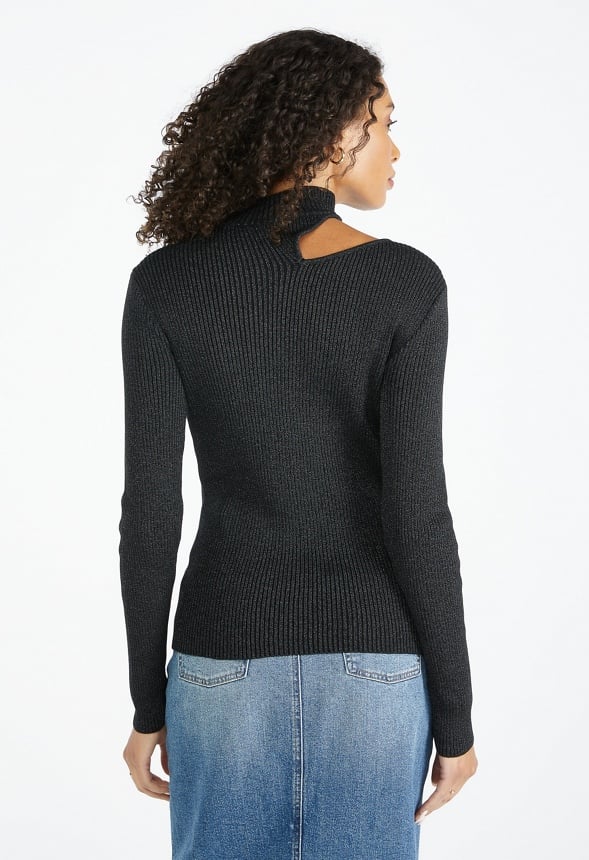Cutout Sweater Top Black Caviar