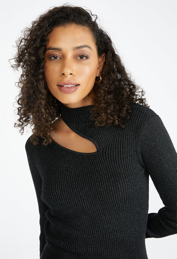 Cutout Sweater Top Black Caviar