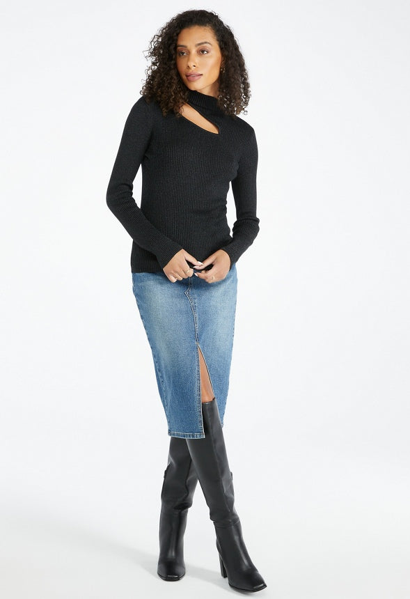Cutout Sweater Top Black Caviar