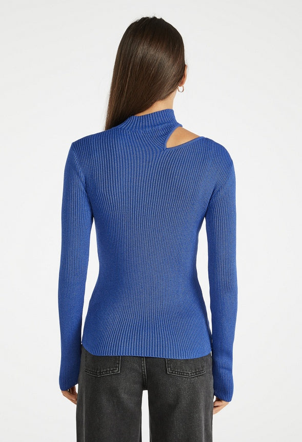Cutout Sweater Top Mazarine Blue