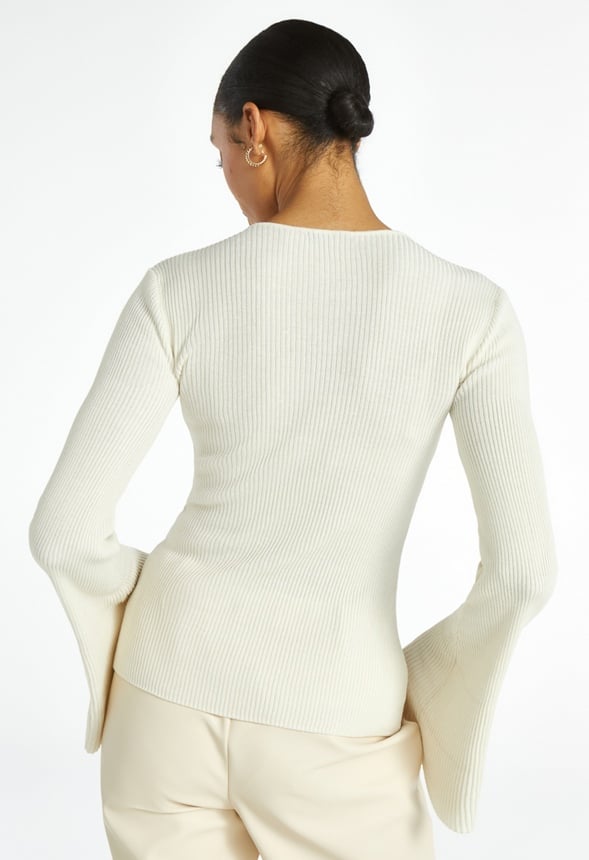 Flare Sleeve Sweater Marshmallow White