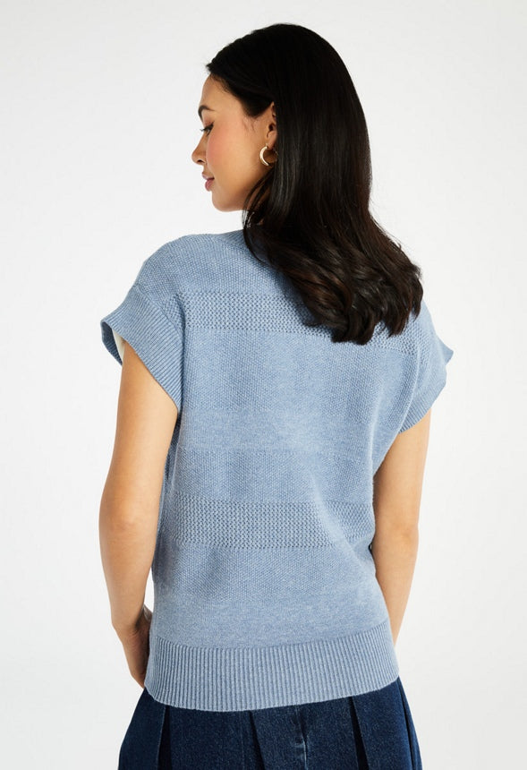 Mixed Stitch Sweater Vest Coronet Blue