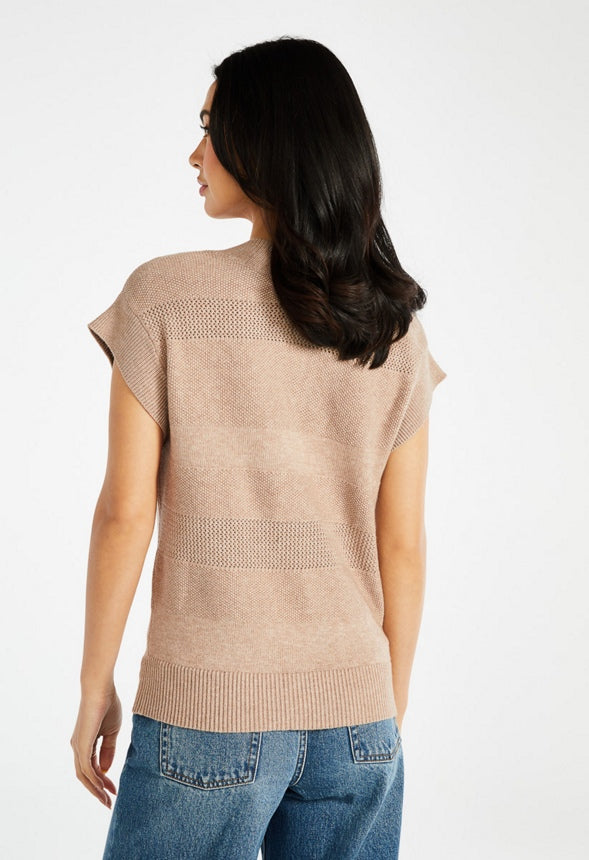 Mixed Stitch Sweater Vest Warm Taupe