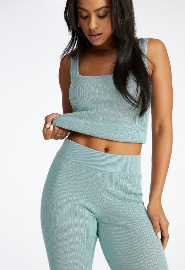 Square Neck Rib Sweater Tank Iceberg Green