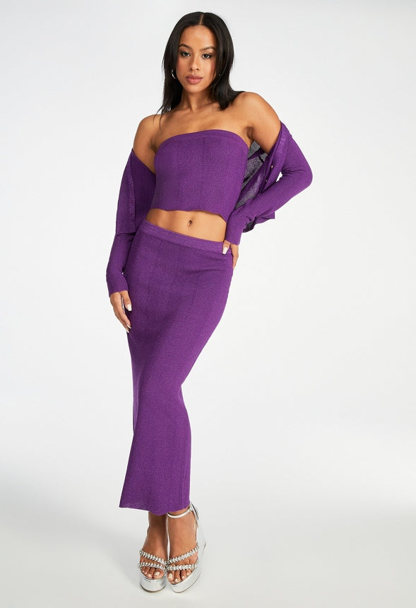 Lurex Rib Bandeau Top Dewberry Purple