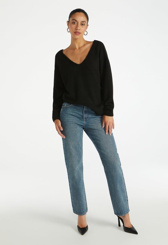Oversized V-Neck Sweater Black Caviar