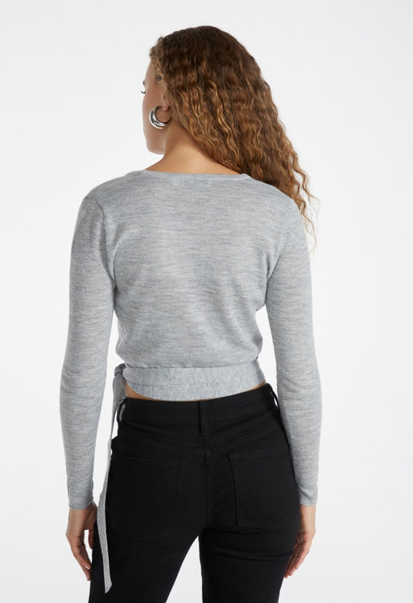 Ballet Wrap Top Light Heather Grey